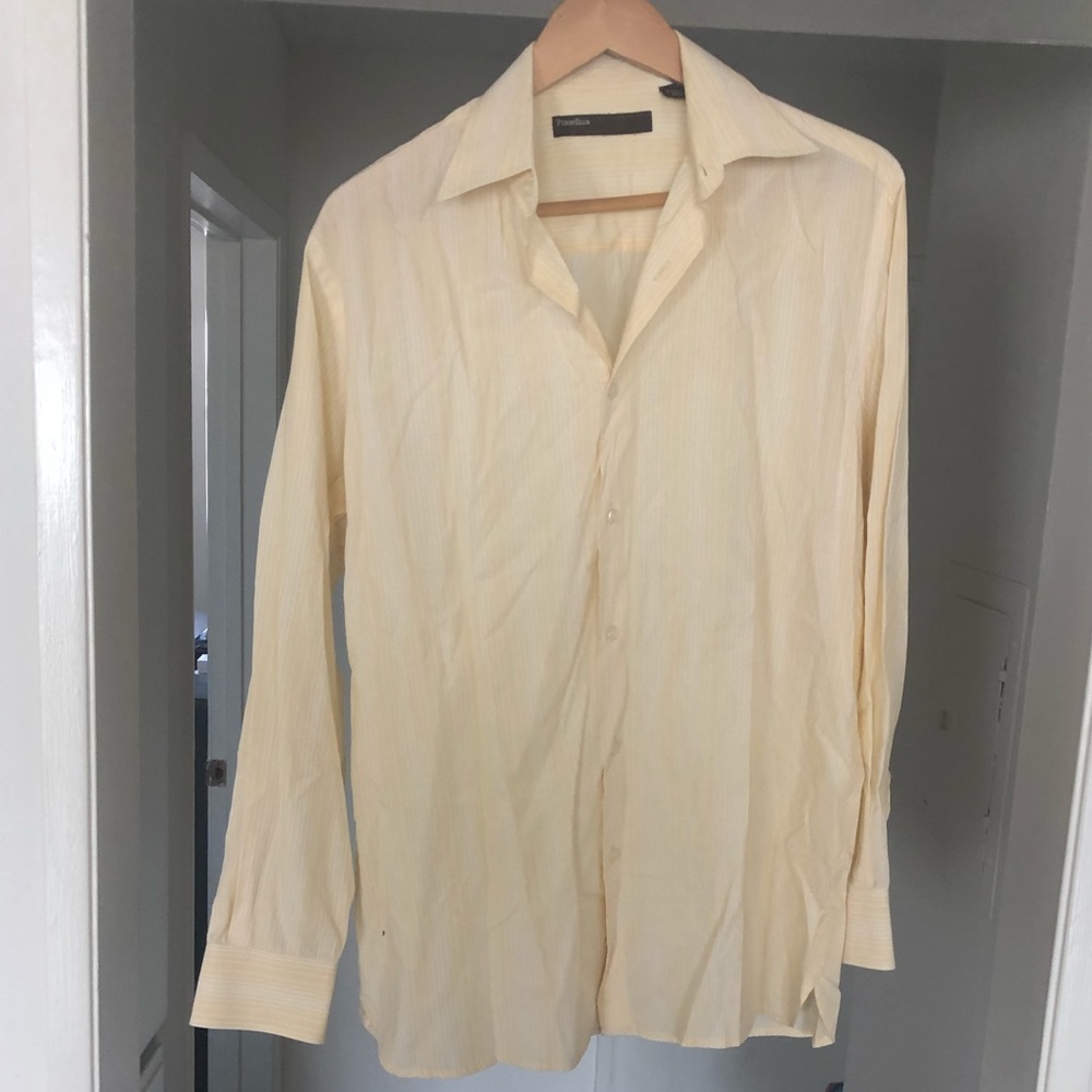 Perry Ellis Light Yellow Button Down Shirt, M